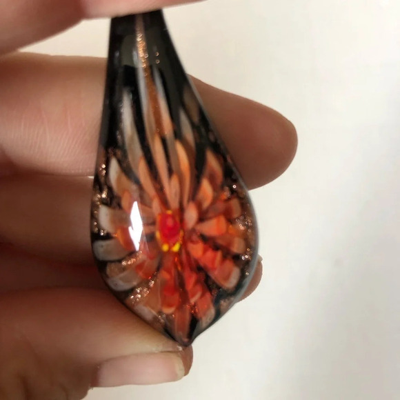 Hand Blown Glass Flower  Pendant - Picture 6 of 8